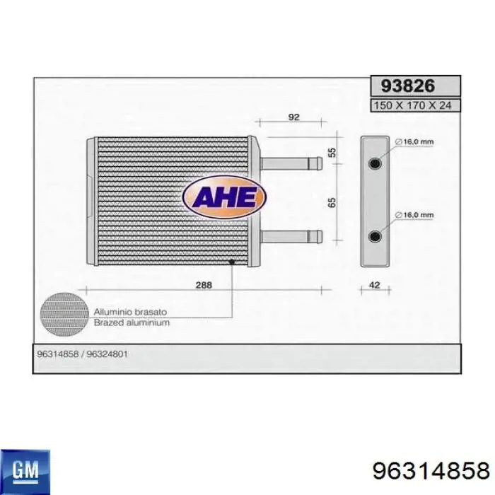 Chłodnica nagrzewnicy (ogrzewacza) General Motors 96314858 cena, od 27,40 USD