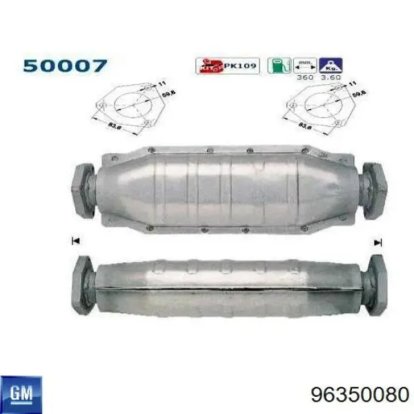 Konwerter-katalizator 96350080 General Motors