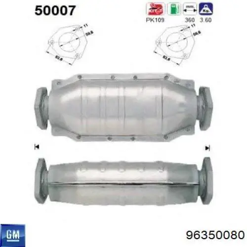 Konwerter-katalizator General Motors 96350080 cena, od 65,01 USD