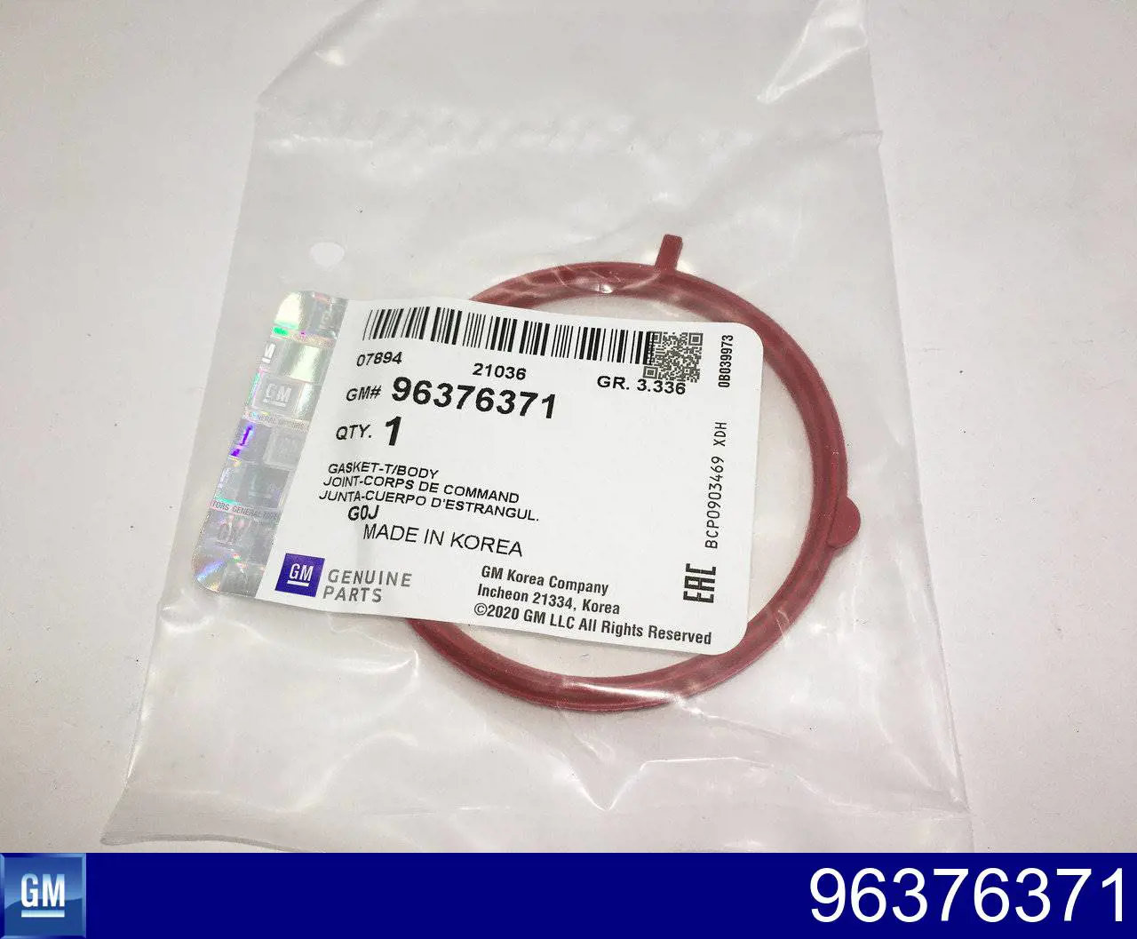 Do koszyka 96376371 General Motors Uszczelka przepustnicy