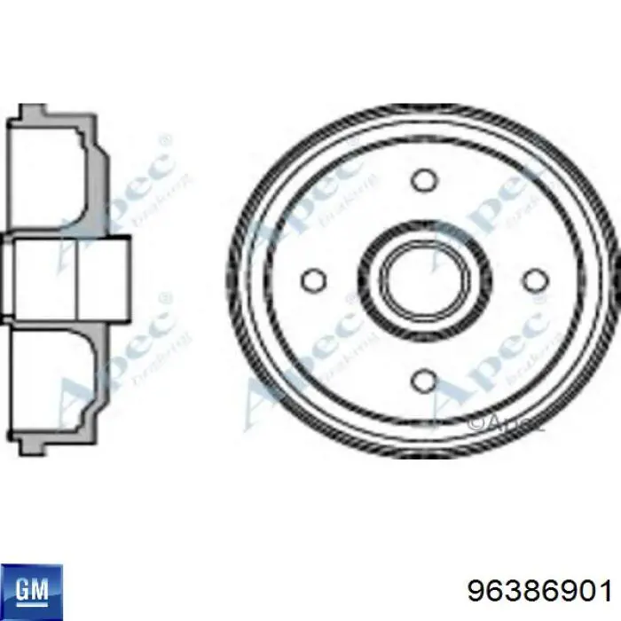 Bęben hamulcowy tylny General Motors 96386901 cena, od 58,84 USD