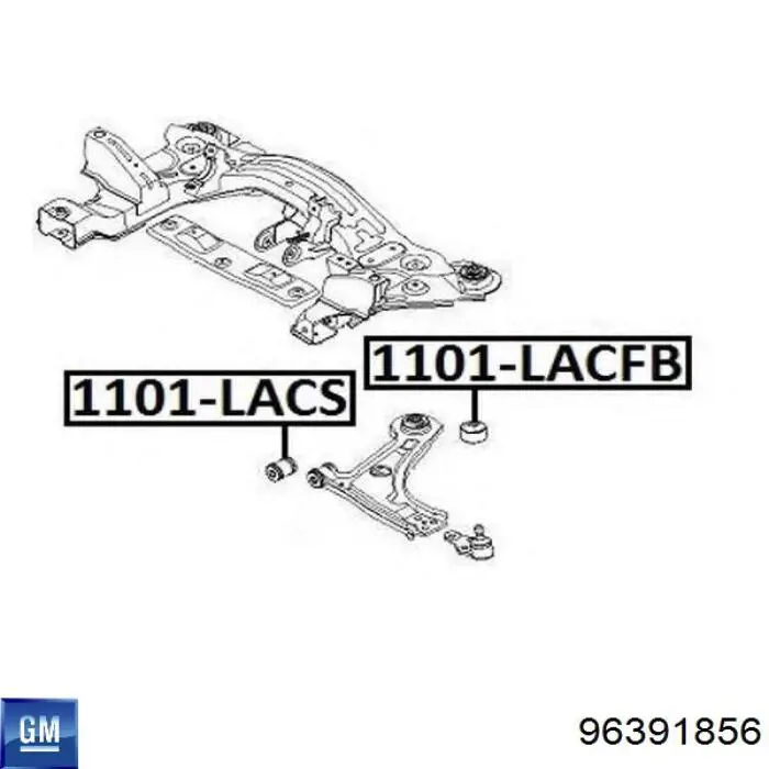 Silentblock przedniego wahacza dolnego General Motors 96391856