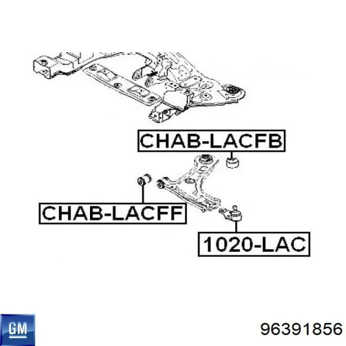 Do koszyka 96391856 General Motors Silentblock przedniego wahacza dolnego