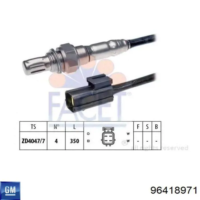 96418971 General Motors sonda lambda czujnik tlenu przed katalizatorem