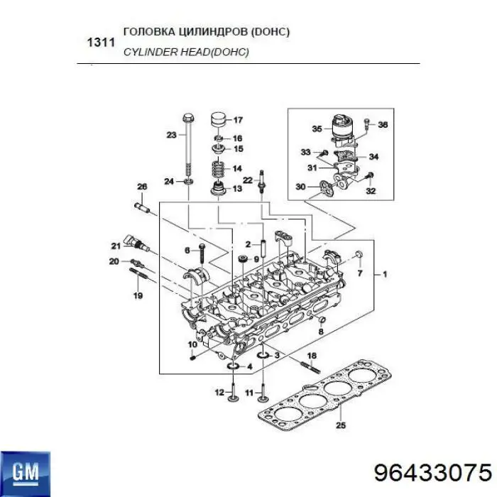 96433075 General Motors uszczelka zaworu recyrkulacji egr