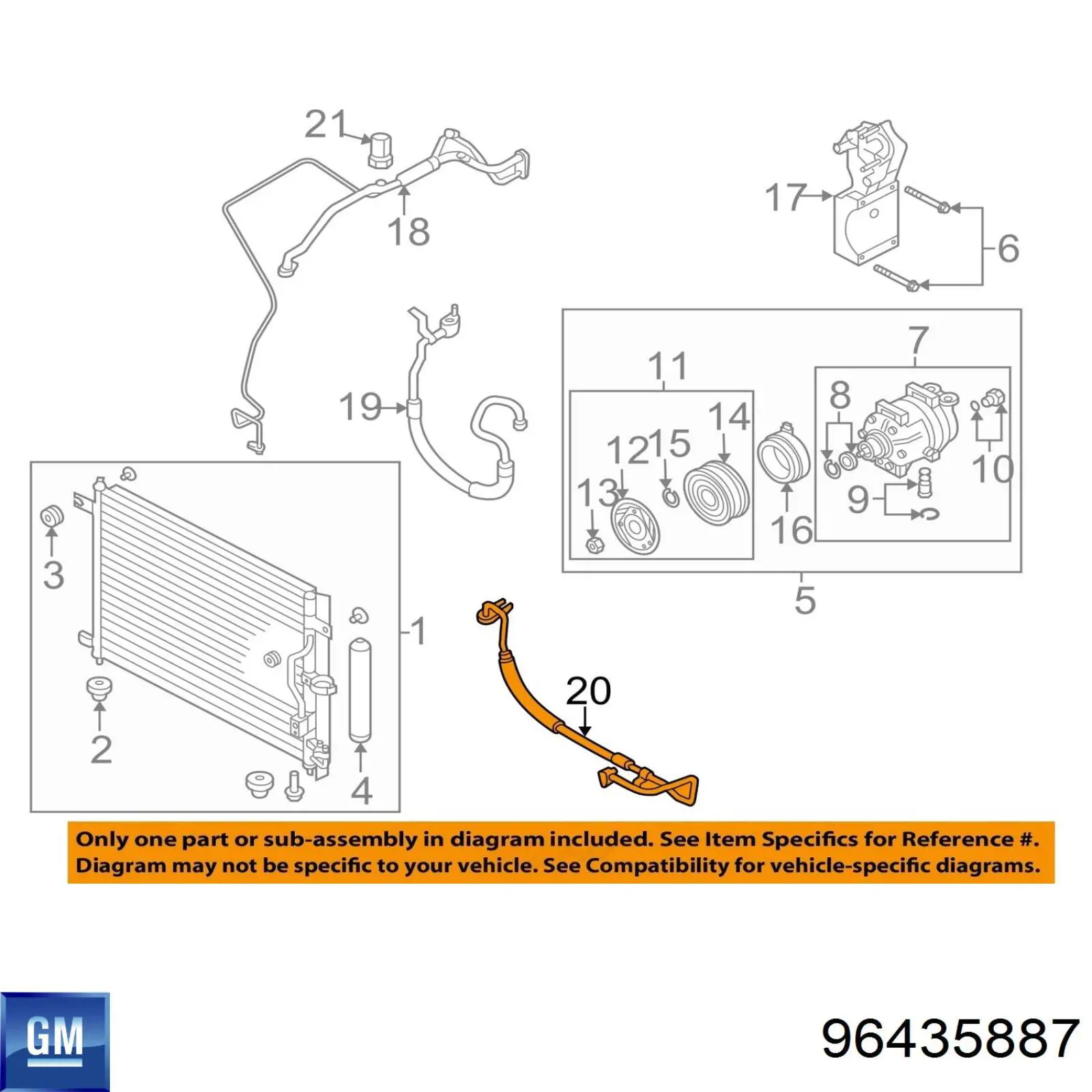96435887 General Motors przewód klimatyzacji, od sprężarki do chłodnicy