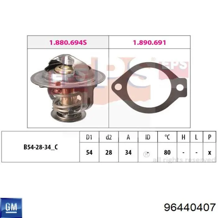 Termostat General Motors 96440407 cena, od 14,57 USD