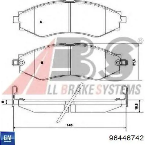 Klocki hamulcowe przednie tarczowe 96446742 General Motors