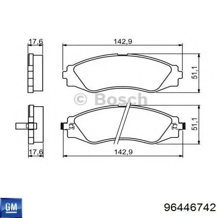 Klocki hamulcowe przednie tarczowe General Motors 96446742 cena, od 40,41 USD