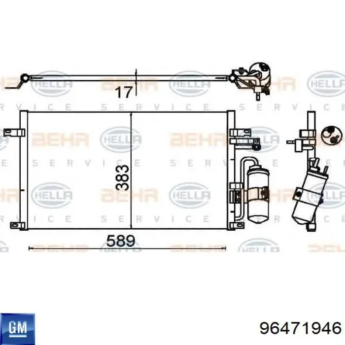 Chłodnica klimatyzacji General Motors 96471946 cena, od 104,90 USD