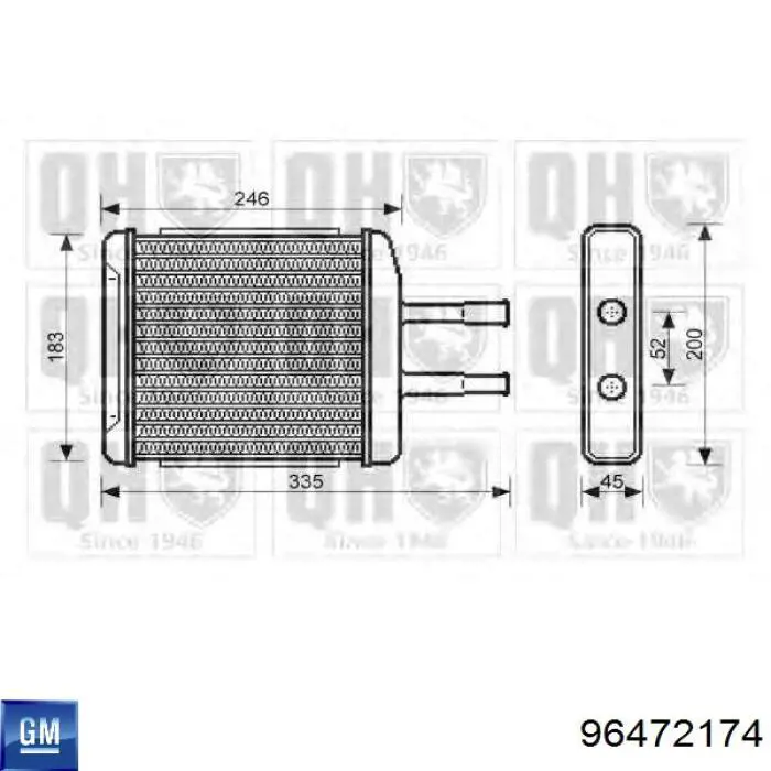 Chłodnica nagrzewnicy (ogrzewacza) General Motors 96472174 cena, od 47,33 USD