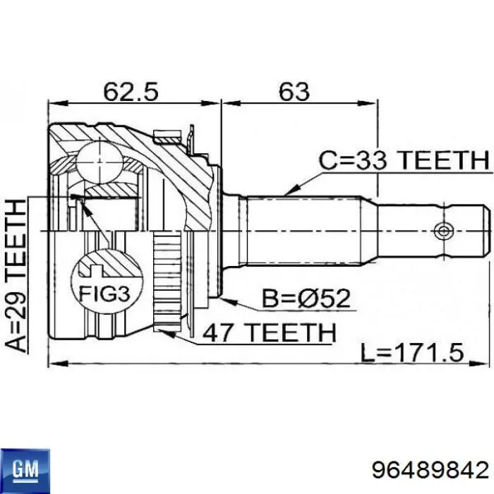 Do koszyka 96489842 General Motors Przegub homokinetyczny przedni zewnętrzny