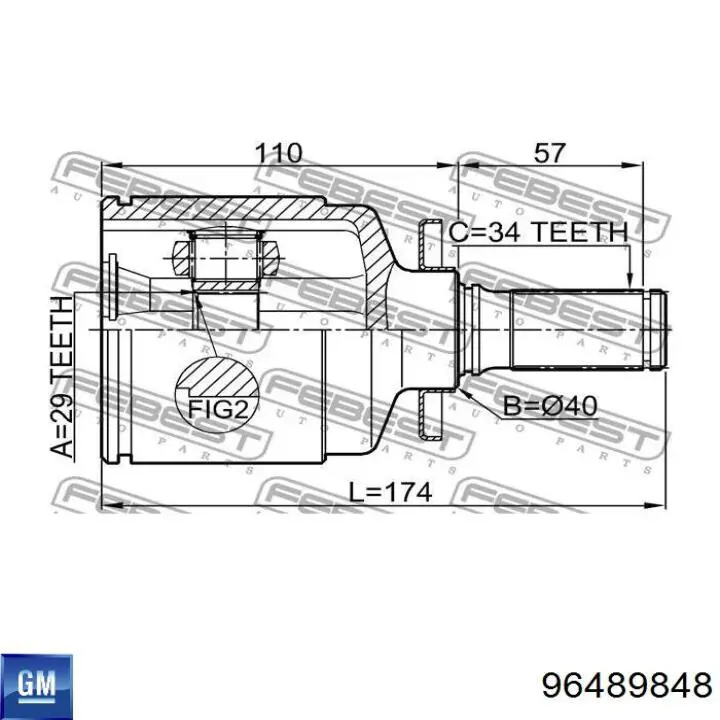 Do koszyka 96489848 General Motors Przegub homokinetyczny przedni wewnętrzny