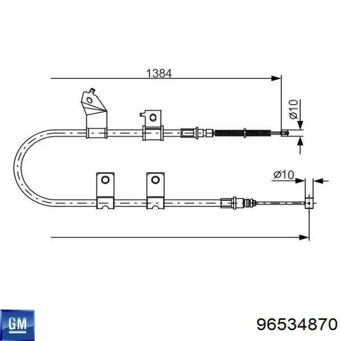 96534870 General Motors linka hamulca ręcznego tylna lewa