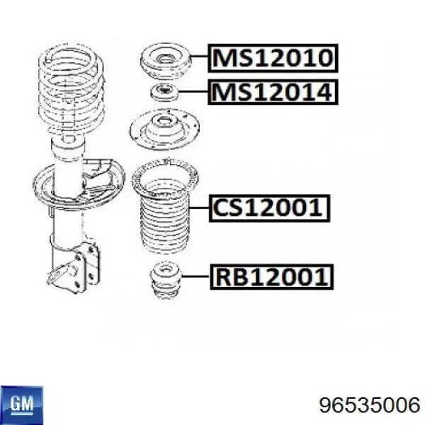 96535006 General Motors odbój amortyzatora przedniego