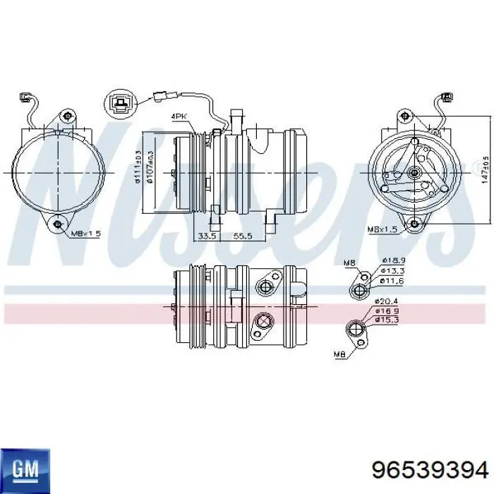 Do koszyka 96539394 General Motors Sprężarka klimatyzacji