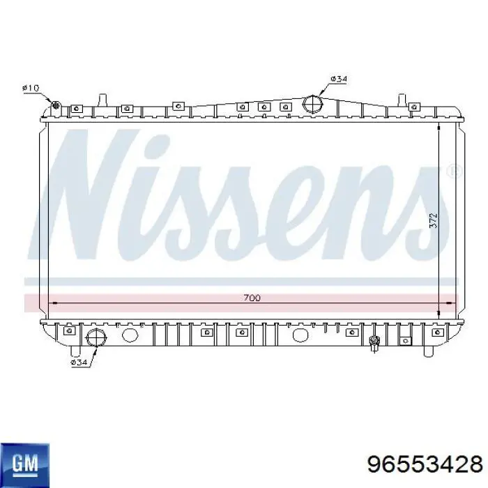 Chłodnica silnika General Motors 96553428 cena, od 99,87 USD
