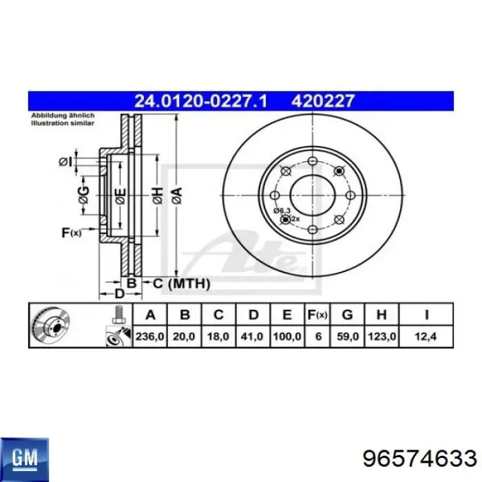 Do koszyka 96574633 General Motors Tarcza hamulcowa przednia