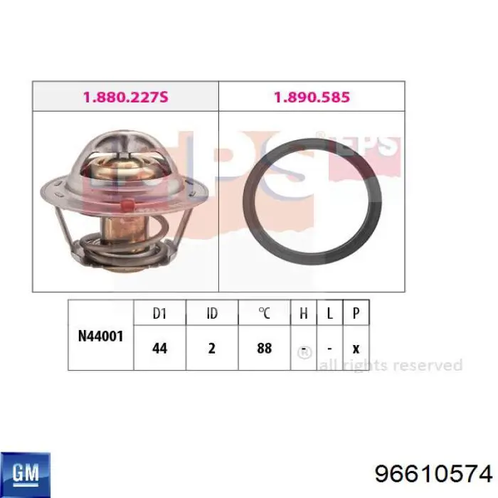 Do koszyka 96610574 General Motors Termostat
