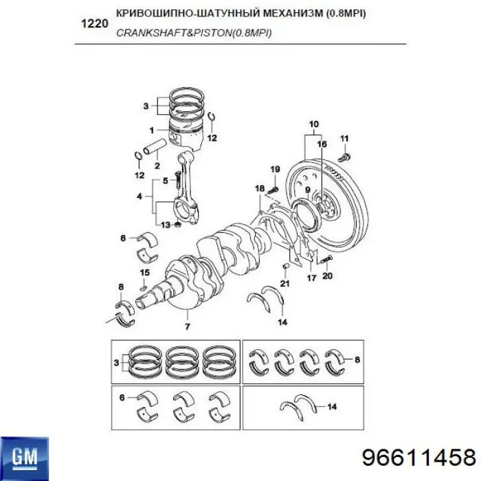 Pierścienie tłokowe na 1 cylinder, 2. naprawa (+0,50) Chevrolet Aveo (T250, T255)