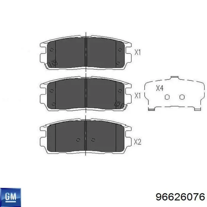 Okładziny (klocki) do hamulców tarczowych tylne General Motors 96626076 cena, od 25,40 USD