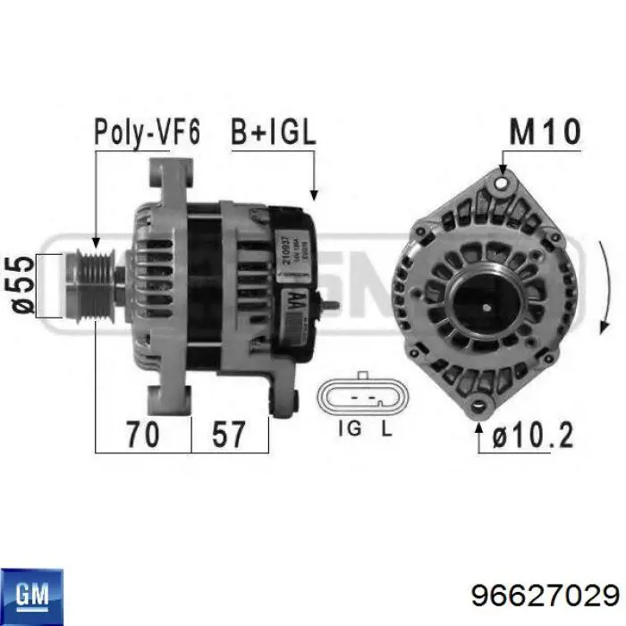 Alternator General Motors 96627029 cena, od 171,11 USD