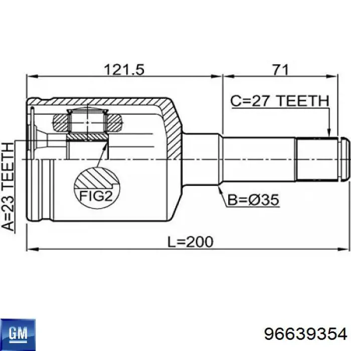 96639354 General Motors Przegub homokinetyczny wewnętrzny przedni lewy