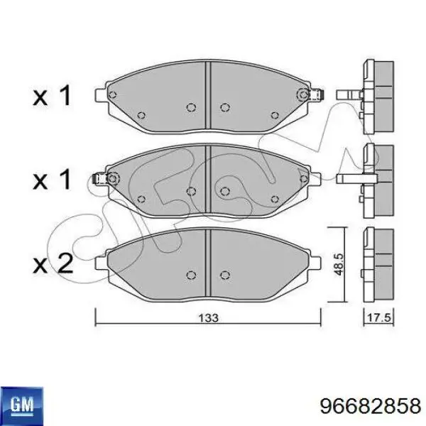 Klocki hamulcowe przednie tarczowe 96682858 General Motors