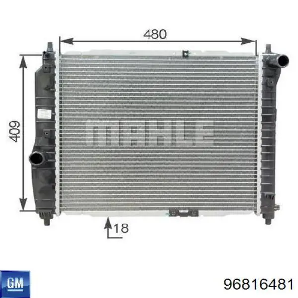 Chłodnica silnika General Motors 96816481 cena, od 69,15 USD