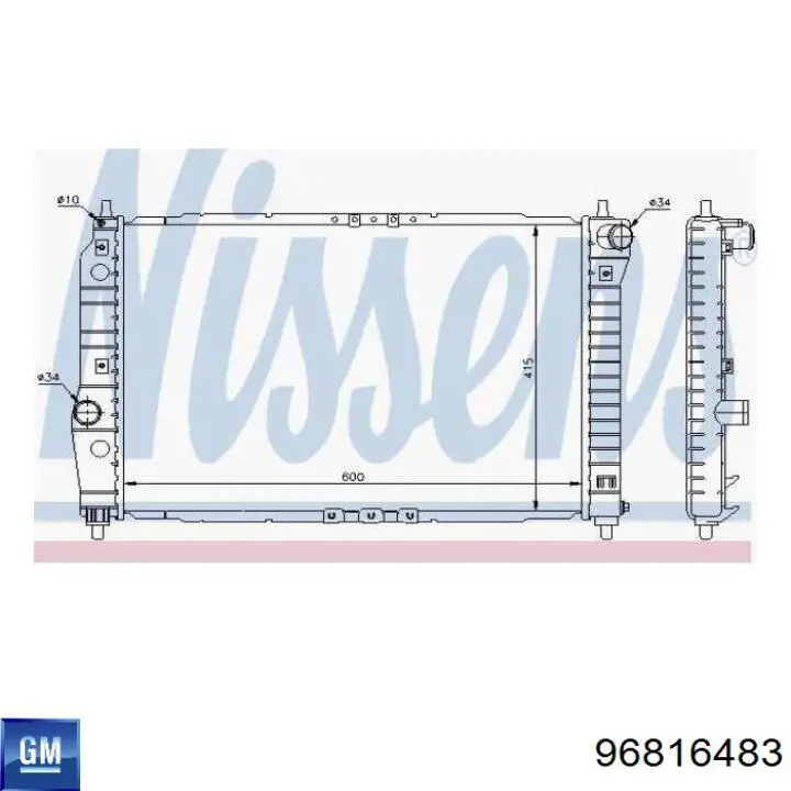 Chłodnica silnika General Motors 96816483 cena, od 71,22 USD