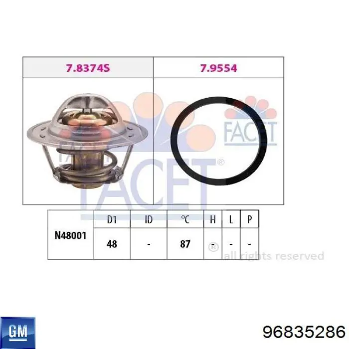 Do koszyka 96835286 General Motors Termostat
