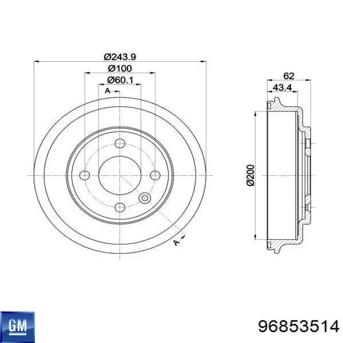 96853514 General Motors Bęben hamulcowy tylny