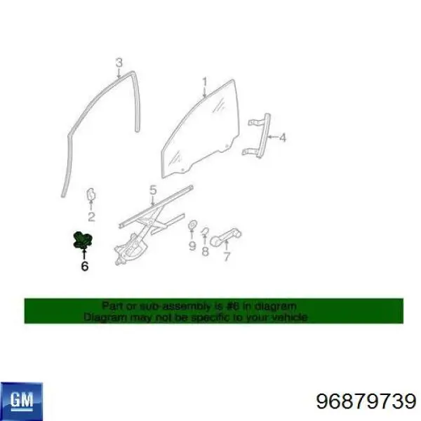 Silniczek podnośnika szyby drzwi przednich lewych General Motors 96879739 cena, od 51,08 USD