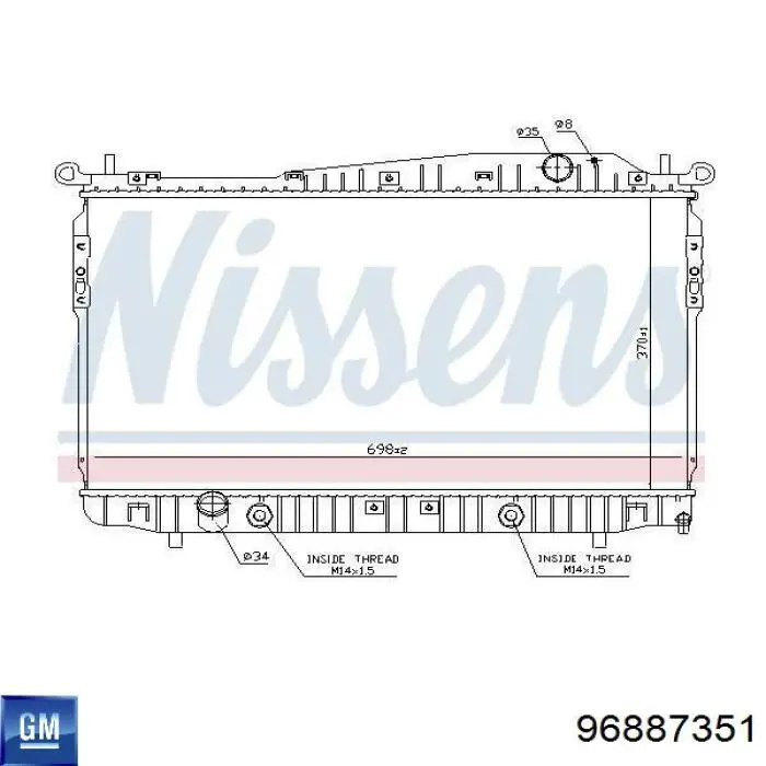 Chłodnica silnika General Motors 96887351 cena, od 119,55 USD