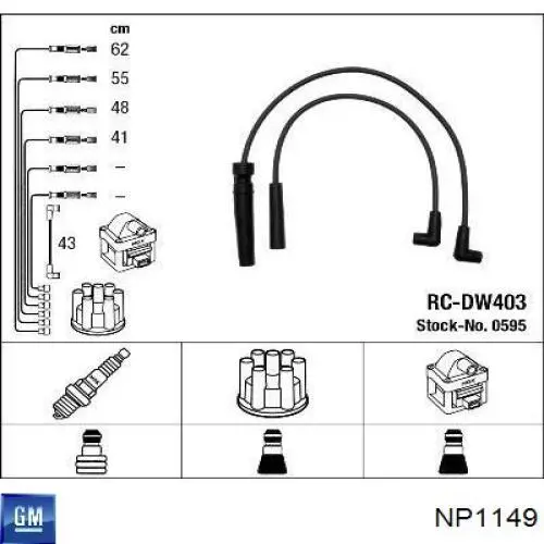 NP1149 General Motors Zestaw przewodów wysokiego napięcia