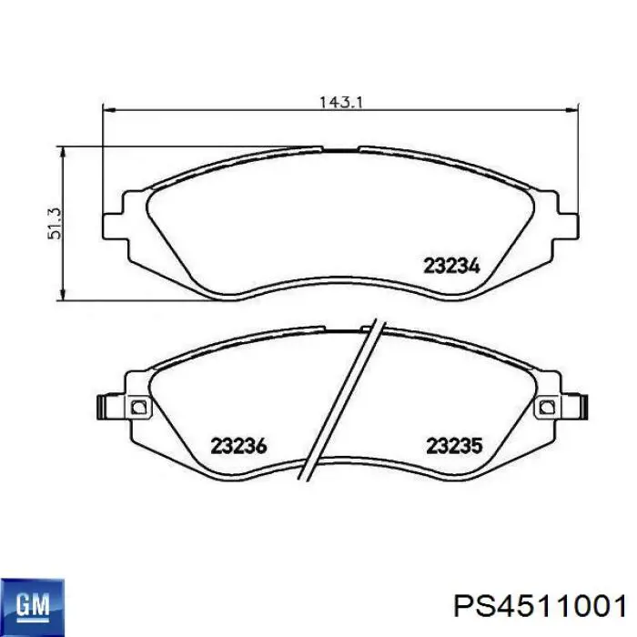 Klocki hamulcowe przednie tarczowe PS4511001 General Motors