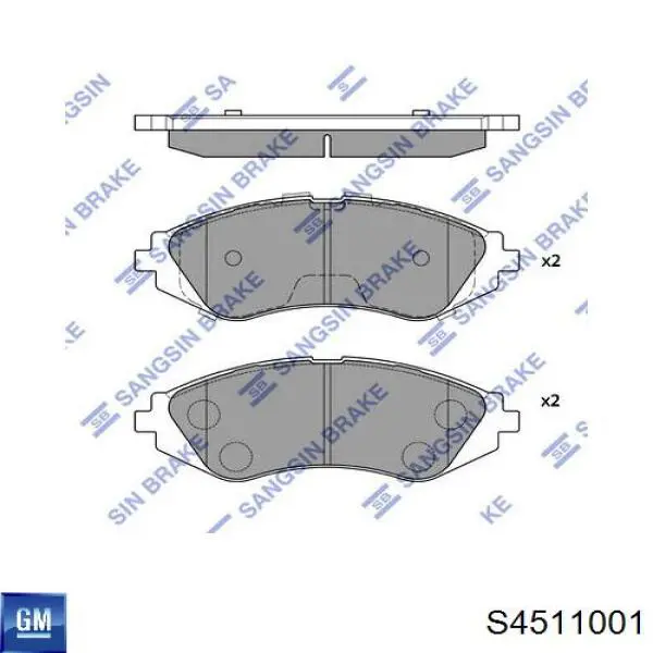 Klocki hamulcowe przednie tarczowe General Motors S4511001 cena, od 15,79 USD