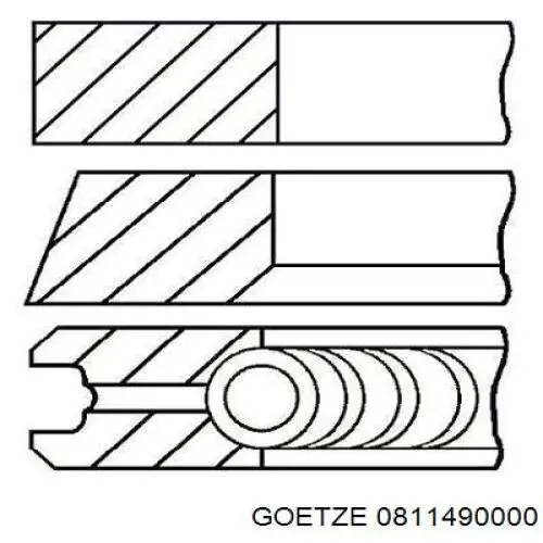 0811490000 Goetze Pierścienie tłokowe na 1 cylinder, STD.