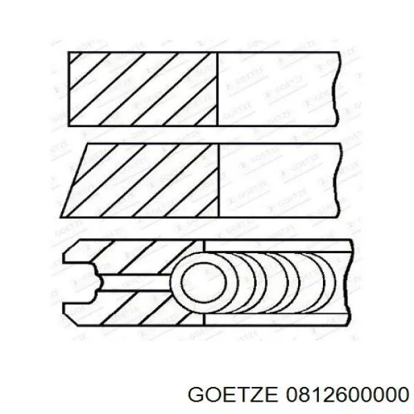 0812600000 Goetze Pierścienie tłokowe na 1 cylinder, STD.