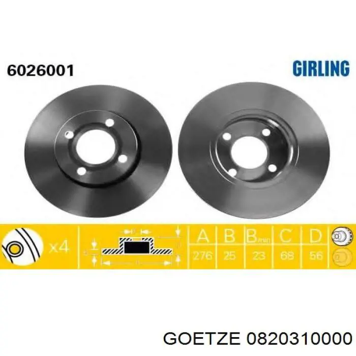 0820310000 Goetze Pierścienie tłokowe na 1 cylinder, STD.