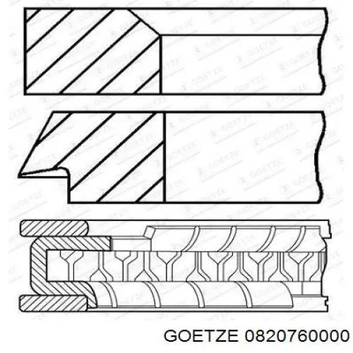 08-207600-00 Goetze pierścienie tłokowe na 1 cylinder, std.