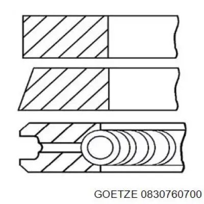 08-307607-00 Goetze pierścienie tłokowe na 1 cylinder, 2. naprawa (+0,50)