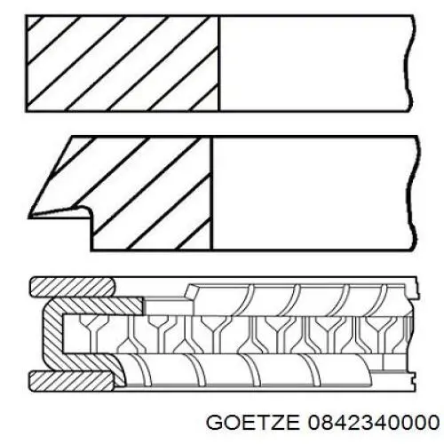 0842340000 Goetze Pierścienie tłokowe na 1 cylinder, STD.