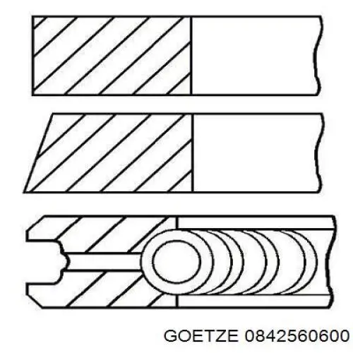 08-425606-00 Goetze pierścienie tłokowe na 1 cylinder, 2. naprawa (+0,50)