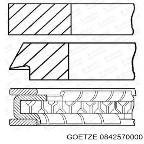 Do koszyka 0842570000 Goetze Pierścienie tłokowe na 1 cylinder, STD.
