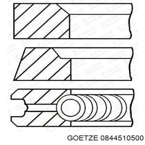 0844510500 Goetze Zestaw pierścieni tłokowych do silnika, 1. naprawa (+0,25)