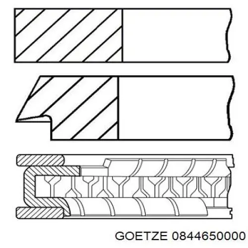 0844650000 Goetze Pierścienie tłokowe na 1 cylinder, STD.