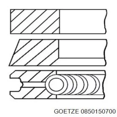 08-501507-00 Goetze pierścienie tłokowe na 1 cylinder, 2. naprawa (+0,50)