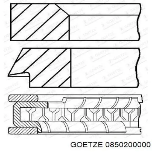 Do koszyka 0850200000 Goetze Pierścienie tłokowe na 1 cylinder, STD.