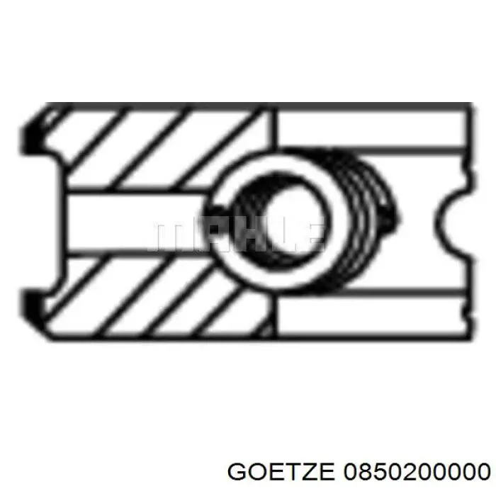 Pierścienie tłokowe na 1 cylinder, STD. 0850200000 Goetze